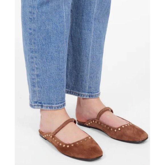 Madewell The Great Studded Tan Suede Ballet Mule Flat Womens Size 8.5 - Picture 2 of 10